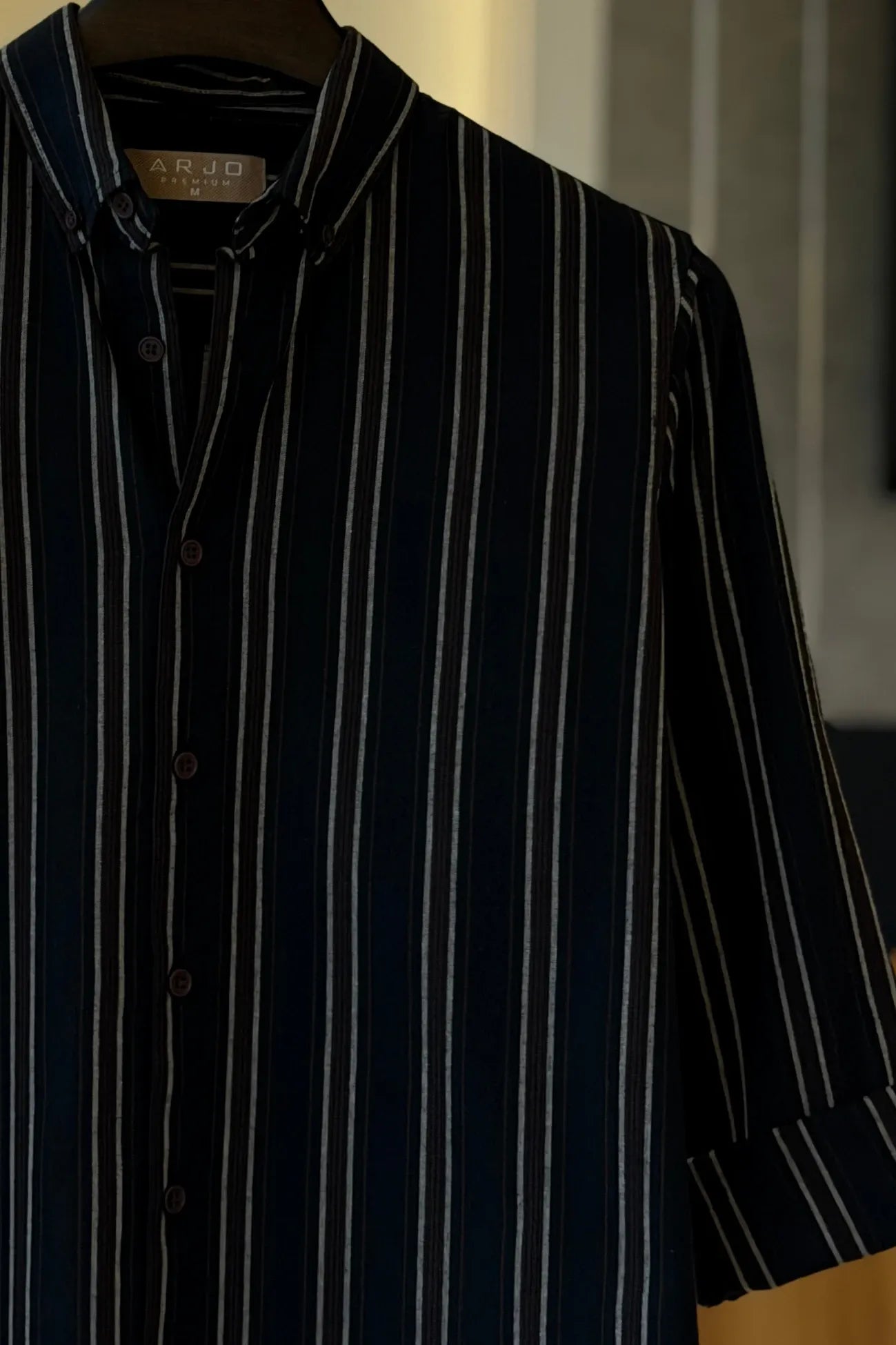 Black With White And Brown Stripes Shirt 0 Review