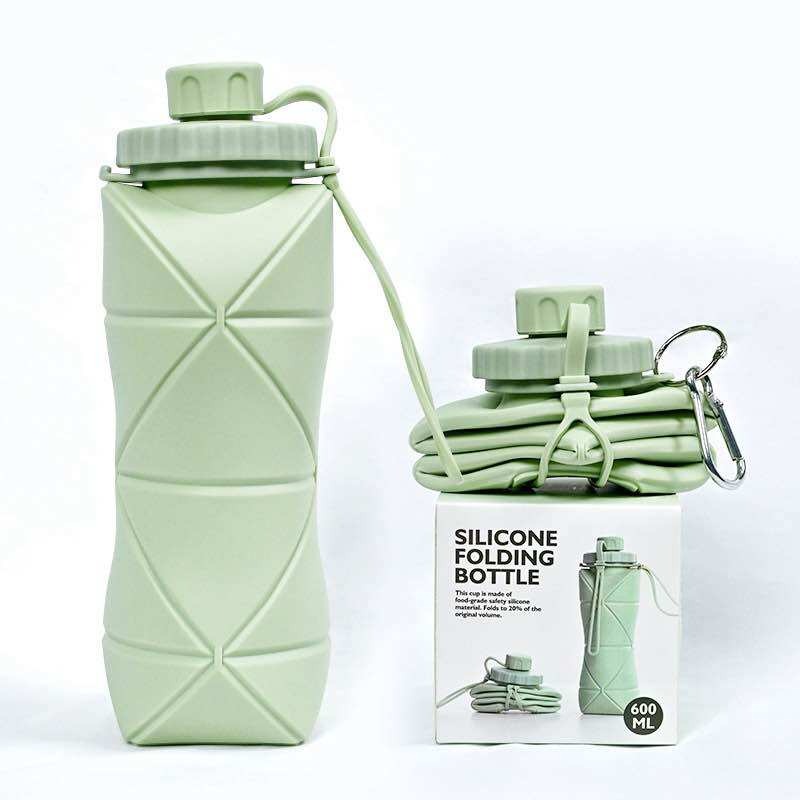 600ML Silicone Folding Water Bottle – Collapsible Leak-Proof Travel Bottle