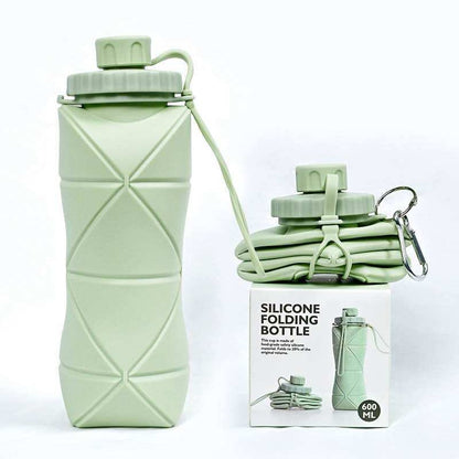 600ML Silicone Folding Water Bottle – Collapsible Leak-Proof Travel Bottle